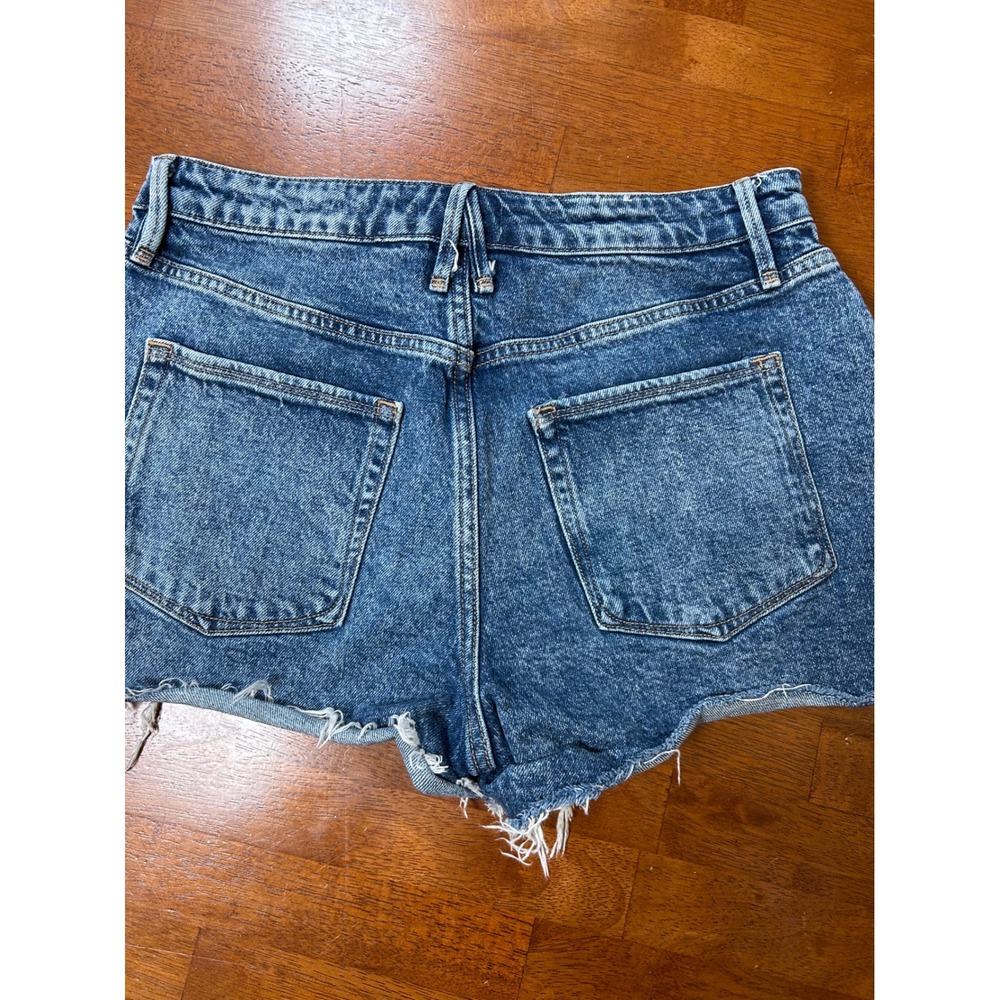 Good American Denim Shorts Womens 6/28 Blue Cut Off Raw Hem High Rise Distressed - Picture 7 of 9